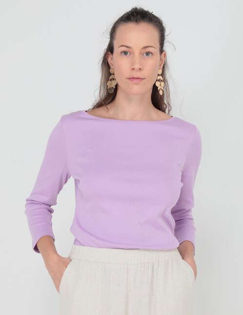 Playera manga larga Talbots cuello redondo para mujer
