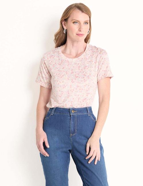 Playera manga corta Damaia Atelier cuello redondo para mujer
