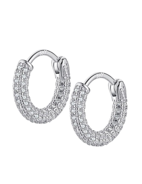 Arracadas Camila de plata P 925 con acabado baño rodio zirconia Arracadas Camila de plata P 925 con acabado baño rodio zirconia