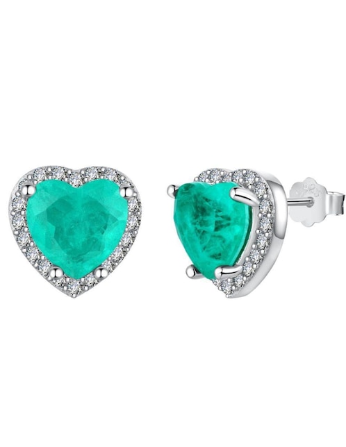 Broqueles de corazón Yoiko Daniela de plata P 925 con acabado baño rodio zirconia
