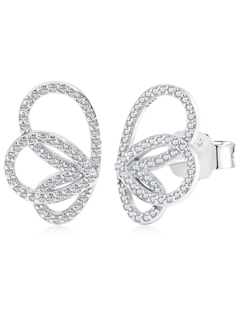 Broqueles Yoiko Andrea de plata P 925 con acabado baño rodio zirconia