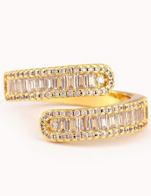 Anillo Infinity zirconia con acabado baño de oro 14 k 1