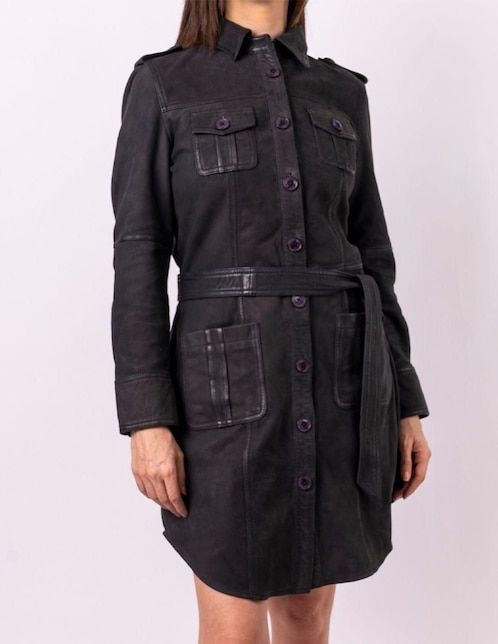 Vestido a la rodilla casual pelle royale en cuero de cordero ante, gamuza, nobuk encerado "para mujer"