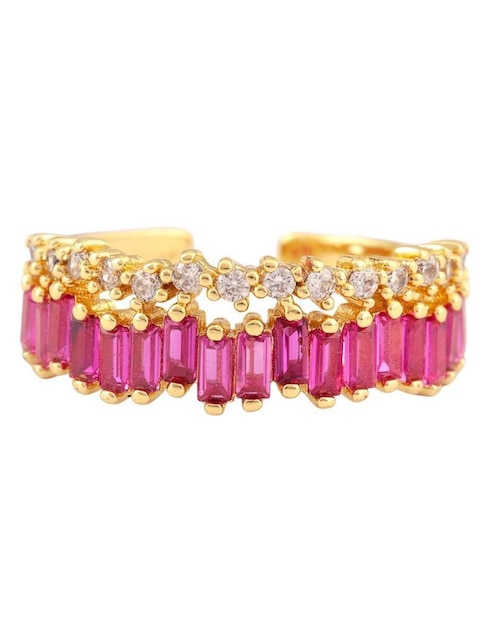 Anillo Yoiko Luz zirconia con acabado baño de oro 14 k