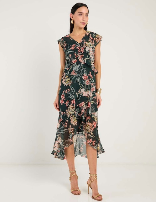 Vestido midi de fiesta Chico's escote V