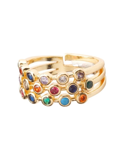 Anillo Yoiko Lumora zirconia con acabado baño de oro 18 k