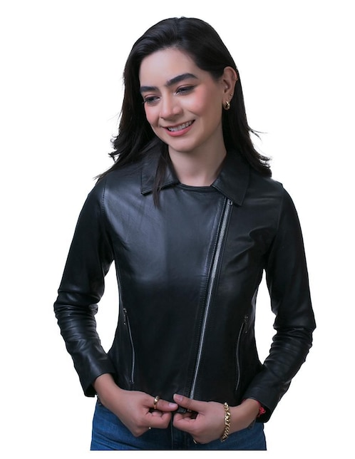 Chamarra casual Castelli Leather Authentic resistente al agua de piel para mujer
