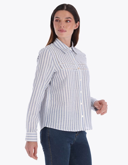 Blusa camisera manga larga para mujer 1