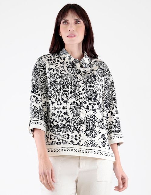 Blusa camisera manga 3/4 para mujer 1