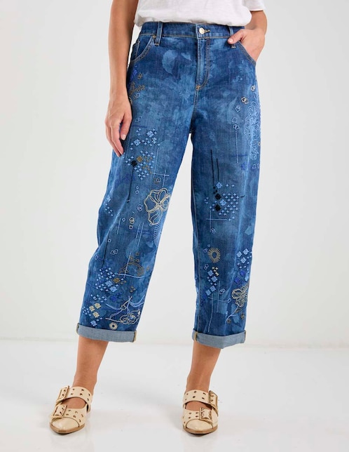 Jeans relaxed boyfriend cintura baja para mujer