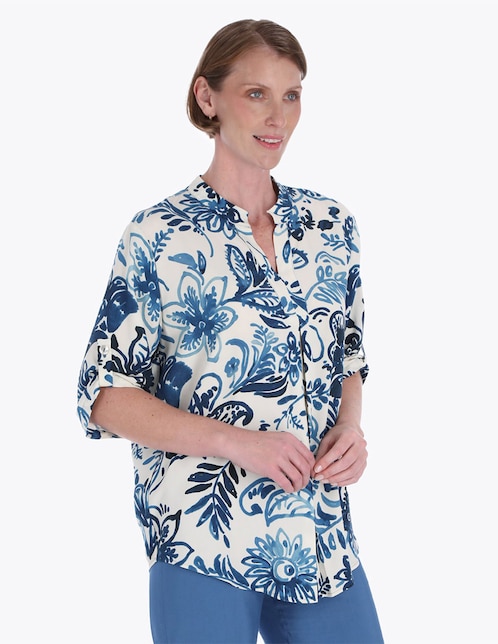 Blusa túnica manga al codo para mujer 1