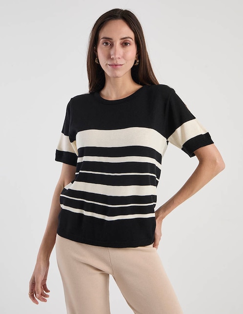 Playera manga corta cuello redondo para mujer 1