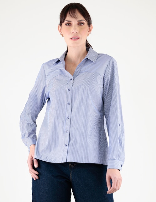 Blusa camisera manga larga para mujer 1