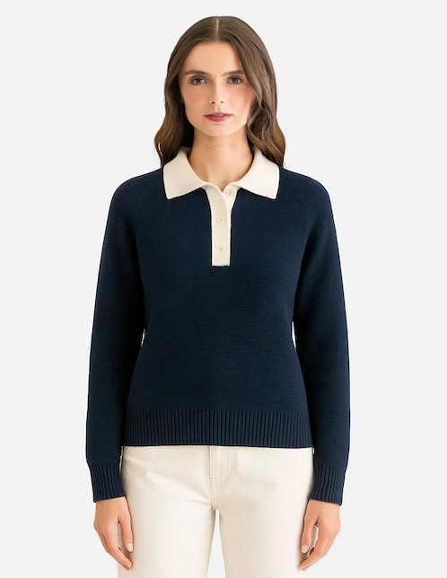 Suéter Generra cuello polo para mujer