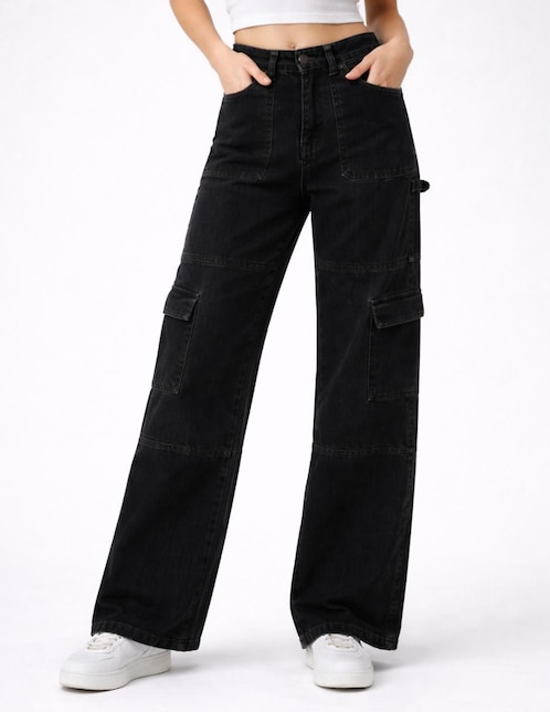 "jeans/jegging/jeans jogger" cargo wide leg cintura alta obs jeans 25339-d "para mujer"