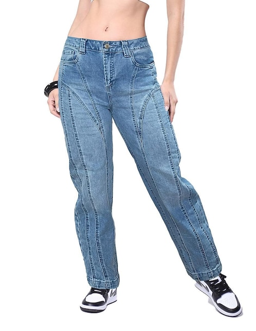 Jeans mom media cintura Savi Jeans SB4702 para mujer