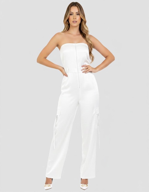 "jumpsuit" kosauki moda "de" satín casual "estampado" liso "para mujer"