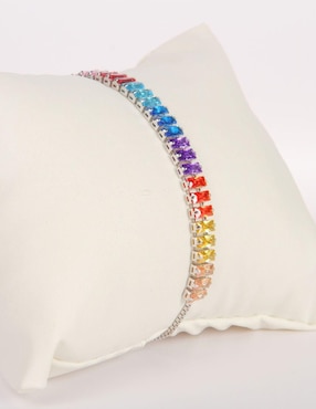 Pulsera Yoiko Rainbow con acabado baño rodio