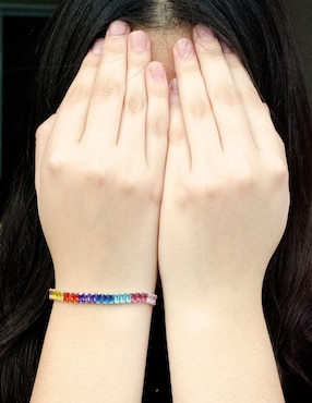 Pulsera Yoiko Rainbow con acabado baño rodio