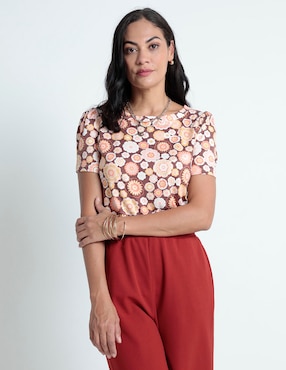 Blusa Morango Manga Corta Para Mujer