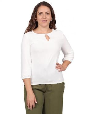 Blusa Duplan Petite Manga 3/4 Para Mujer