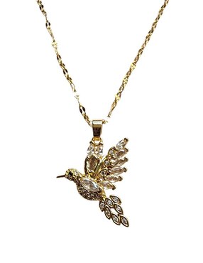 Collar de colibrí Limerence By Claudia Herrera de oro laminado 14 K