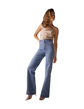 Jeans Skinny Pardela Corte Cintura Alta Para Mujer