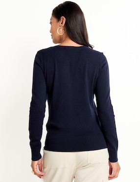Suéter Talbots cuello con botón para mujer