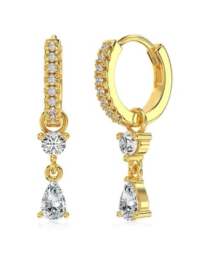 Aretes de gota Yoiko Anna de plata P 925 con acabado baño de oro zirconia