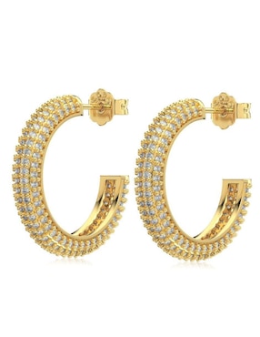 Aretes de aro de media luna Yoiko Camila Gold de plata P 925 con acabado baño de oro zirconia