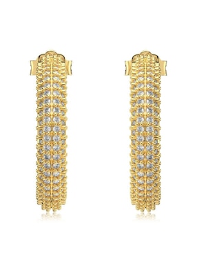 Aretes de aro de media luna Yoiko Camila Gold de plata P 925 con acabado baño de oro zirconia