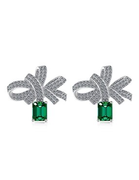 Broqueles de moño Yoiko Julia de plata P 925 con acabado baño rodio zirconia