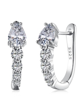 Arracadas ovalados Yoiko Victoria Silver de plata P 925 con acabado baño rodio zirconia