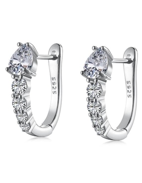 Arracadas ovalados Yoiko Victoria Silver de plata P 925 con acabado baño rodio zirconia