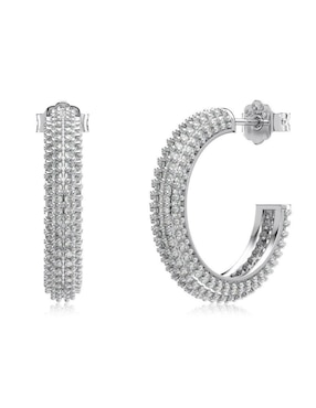 Aretes de aro de media luna Yoiko Valeria Silver de plata P 925 con acabado baño rodio zirconia