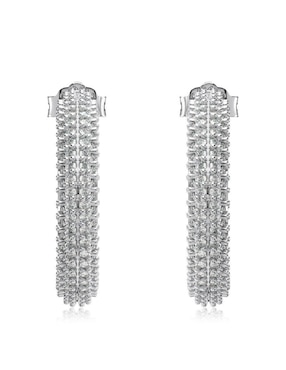 Aretes de aro de media luna Yoiko Valeria Silver de plata P 925 con acabado baño rodio zirconia