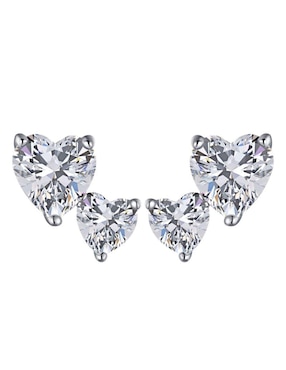 Broqueles de corazón Yoiko Lucia de plata P 925 con acabado baño rodio zirconia