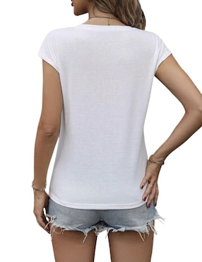 Playera manga corta Marinity cuello V para mujer