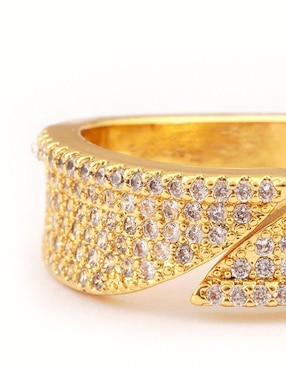 Anillo Yoiko Daniela zirconia con acabado baño de oro 14 k