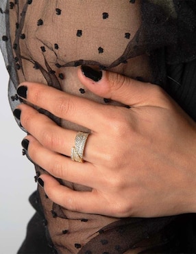 Anillo Yoiko Daniela zirconia con acabado baño de oro 14 k