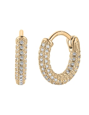 Arracadas Yoiko Camila Golden de plata P 925 con acabado baño de oro zirconia