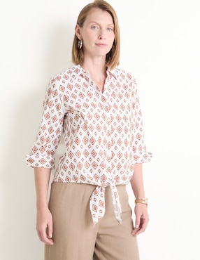 Blusa camisera Chico's manga 3/4 para mujer