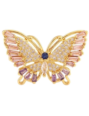 Anillo de mariposa Yoiko Celestia zirconia con acabado baño de oro 14 k