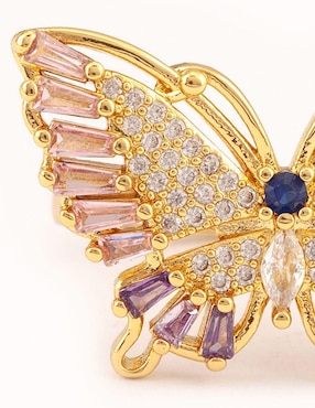 Anillo de mariposa Yoiko Celestia zirconia con acabado baño de oro 14 k