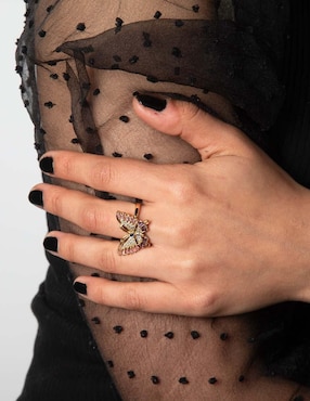 Anillo de mariposa Yoiko Celestia zirconia con acabado baño de oro 14 k