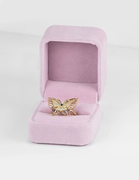 Anillo de mariposa Yoiko Celestia zirconia con acabado baño de oro 14 k