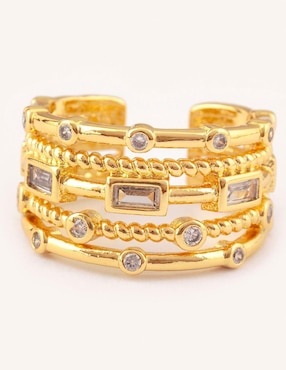 Anillo Yoiko Layers zirconia con acabado baño de oro 14 k