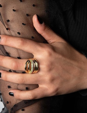 Anillo Yoiko Oasis zirconia con acabado baño de oro 14 k