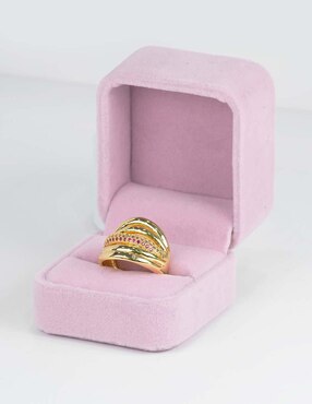 Anillo Yoiko Oasis zirconia con acabado baño de oro 14 k