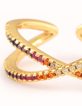 Anillo Yoiko Destello zirconia con acabado baño de oro 14 k